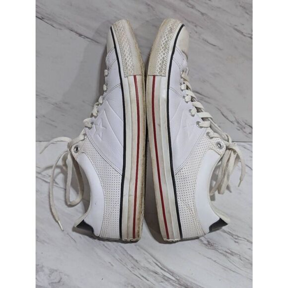 Converse Men's 10.5 White Leather Low Top Retro Style Sneaker - Picture 8 of 11
